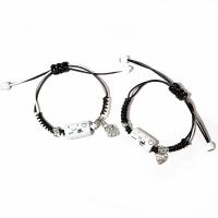Fashion Create Wax Cord Bracelets, Zinc Alloy, with Porcelain & Wax Cord, plated 200mm 