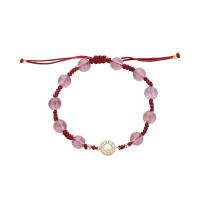 Bracelets quartz, laiton, avec Strawberry Quartz & disthène, plus de couleurs à choisir, 7.5mm, Vendu par brin
