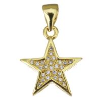 Cubic Zirconia Micro Pave Brass Pendant, Star, fashion jewelry & micro pave cubic zirconia & for woman, gold Approx 3.5mm 