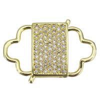 Cubic Zirconia Micro Pave Brass Connector, fashion jewelry & micro pave cubic zirconia & for woman, gold 