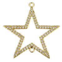 Cubic Zirconia Micro Pave Brass Connector, Star, fashion jewelry & micro pave cubic zirconia & for woman, gold Approx 1.5mm 