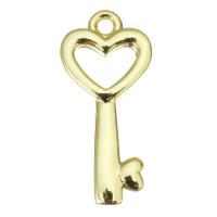 Messing Schlüssel Anhänger, Modeschmuck & für Frau, Goldfarbe, 9x20x2mm, Bohrung:ca. 1.5mm, verkauft von PC