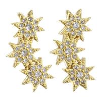 Brass Stud Earring, fashion jewelry & micro pave cubic zirconia & for woman, gold 1mm 