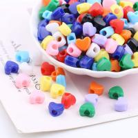 Volltonfarbe Kunststoff-Perlen, Kunststoff, Herz, DIY, gemischte Farben, 8x10mm, 30PCs/Tasche, verkauft von Tasche