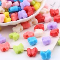 Solid Color Plastic Beads, Butterfly, DIY, mixed colors 