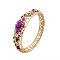 Rhinestone Zinc Alloy Bangle, Round, gold color plated, for woman & with rhinestone & hollow 35mm, Inner Approx 57mm 