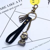 Zinc Alloy Key Clasp, with PU Leather, for man, black 