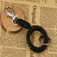 Zinc Alloy Key Clasp, with PU Leather, for man, black, 150mm 