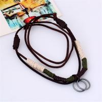 PU Leather Cord Necklace, Zinc Alloy, with PU Leather, Adjustable & handmade & Unisex, brown, 85-86cmuff0c0.3cm 