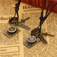 PU Leather Cord Necklace, Zinc Alloy, with PU Leather, Adjustable & handmade & Unisex 68-75cmuff0c0.3cm 