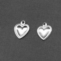 Colgantes del corazón de acero inoxidable, chapado en color de plata, 10x8x1mm, Vendido por UD