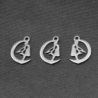 Stainless Steel Pendants, Moon, silver color plated 