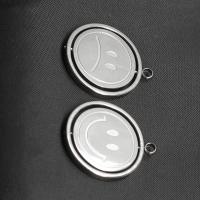 Stainless Steel Pendants, Round, silver color plated 8/PC 