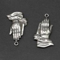 Stainless Steel Pendants, Hand, silver color plated 
