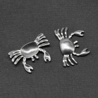 Bijoux Cabochon en acier inoxydable , crabe, Placage de couleur argentée Vendu par PC