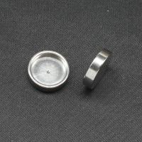 Stainless Steel Cabochon Setting, Round, silver color plated 
