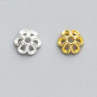 Sterling Silver Bead Caps, 925 Sterling Silver, Flower, plated, hollow 6mm 