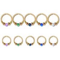 Stainless Steel Nose Piercing Jewelry, with Opal, Donut, plated 