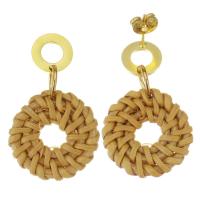 Rattan Earring, Stainless Steel, fashion jewelry & for woman, 35mm,21mm 