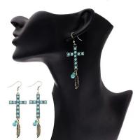 Turquoise Zinc Alloy Earring, with turquoise, Cross, fashion jewelry & for woman, blue 