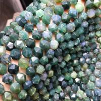 Perles en pierre d'agate mousse naturelle, poli, facettes Environ 38 cm, Vendu par brin
