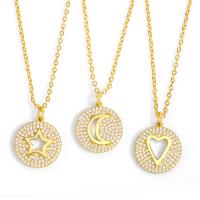 Cubic Zircon Micro Pave Brass Necklace, Round, gold color plated, micro pave cubic zirconia Approx 45 