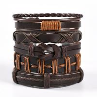 PU Leather Bracelet, with Zinc Alloy & for man & multi-strand cm 