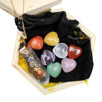 Драгоценный камень украшения, Природный камень, с деревянный, полированный, 8 шт. продается Box