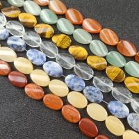 Mixed Gemstone Beads, Natural Stone, Flat Oval, polished, DIY & twist 