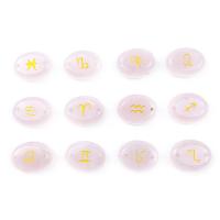 Gemstone Connector, Natural Stone, Oval, polished, 12 pieces & Zodiac symbols jewelry & DIY & double-hole 