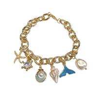 Zinc Alloy Pearl Bracelets, with Plastic Pearl, gold color plated, for woman & with rhinestone, gold .299 Inch 
