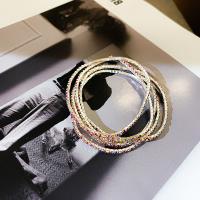 Zinc Alloy Rhinestone Bracelets, silver color plated, 5 pieces & for woman & with rhinestone, silver color, Inner Approx 80mm 