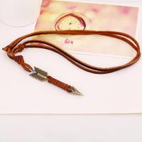 PU Leather Cord Necklace, Zinc Alloy, with PU Leather, Adjustable & handmade & Unisex, brown, 65-70cmuff0c0.4cm 