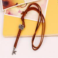 PU Leather Cord Necklace, Zinc Alloy, with PU Leather, Adjustable & handmade & Unisex, brown, 68-75cmuff0c0.3cm 