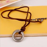 PU Leather Cord Necklace, Zinc Alloy, with PU Leather, Adjustable & handmade & Unisex, brown, 68-75cmuff0c0.3cm 