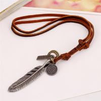 PU Leather Cord Necklace, Zinc Alloy, with PU Leather, Adjustable & handmade & Unisex, brown, 65-70cmuff0c0.4cm 