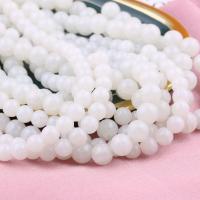 Weiße Chalcedon Perlen, Weiß Chalcedon, rund, poliert, frei von Nickel, Blei & Kadmium, Länge:ca. 38 cm, verkauft von PC