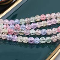 Perles en verre craquelé, Des billes de verre, Rond, poli, protéger l'environnement, sans nickel, plomb et cadmium Environ 38 cm, Vendu par sac