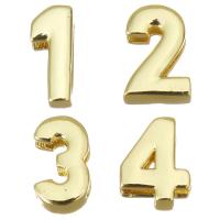 Brass Slide Charm, Number, plated Approx 