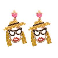 Zinc Alloy Rhinestone Drop Earring, fashion jewelry & for woman & with rhinestone 