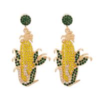 Zinc Alloy Rhinestone Drop Earring, Corn, fashion jewelry & for woman & with rhinestone 