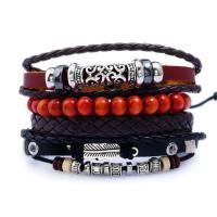 Wrap Bracelets, PU Leather, with Linen, Adjustable & fashion jewelry & Unisex, 17-18cmuff0c6cm 