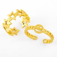 Brass Cuff Finger Ring, plated, for woman, golden, 0.6cmuff0c0.7cm 