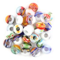 Millefiori Scheibe Lampwork Perlen, gemischte Farben, 13.7x7.1mm, Bohrung:ca. 5.7mm, verkauft von Tasche