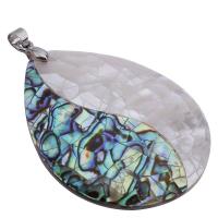 Abalone Shell Pendants, with White Shell, Teardrop, natural 