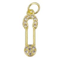 Colgante de Micro Pavé de Zirconía Cúbica, metal, Clip de papel, chapado en color dorado, micro arcilla de zirconia cúbica, 6x19x2mm, agujero:aproximado 3.5mm, Vendido por UD