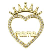 Cubic Zirconia Micro Pave Brass Pendant, Heart, gold color plated, micro pave cubic zirconia & hollow Approx 1.5mm 