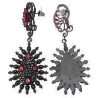 Rhinestone Drop Earring, Rhinestone Clay Pave, with Crystal & Zinc Alloy, plated, for woman, Jet, 70mm 
