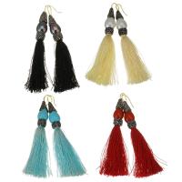 Fashion Tassel Earring, Rhinestone Clay Pave, with pearl & Polyester Cord, for woman 