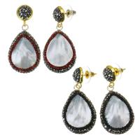 Rhinestone Drop Earring, Rhinestone Clay Pave, with Shell, for woman 42mm 